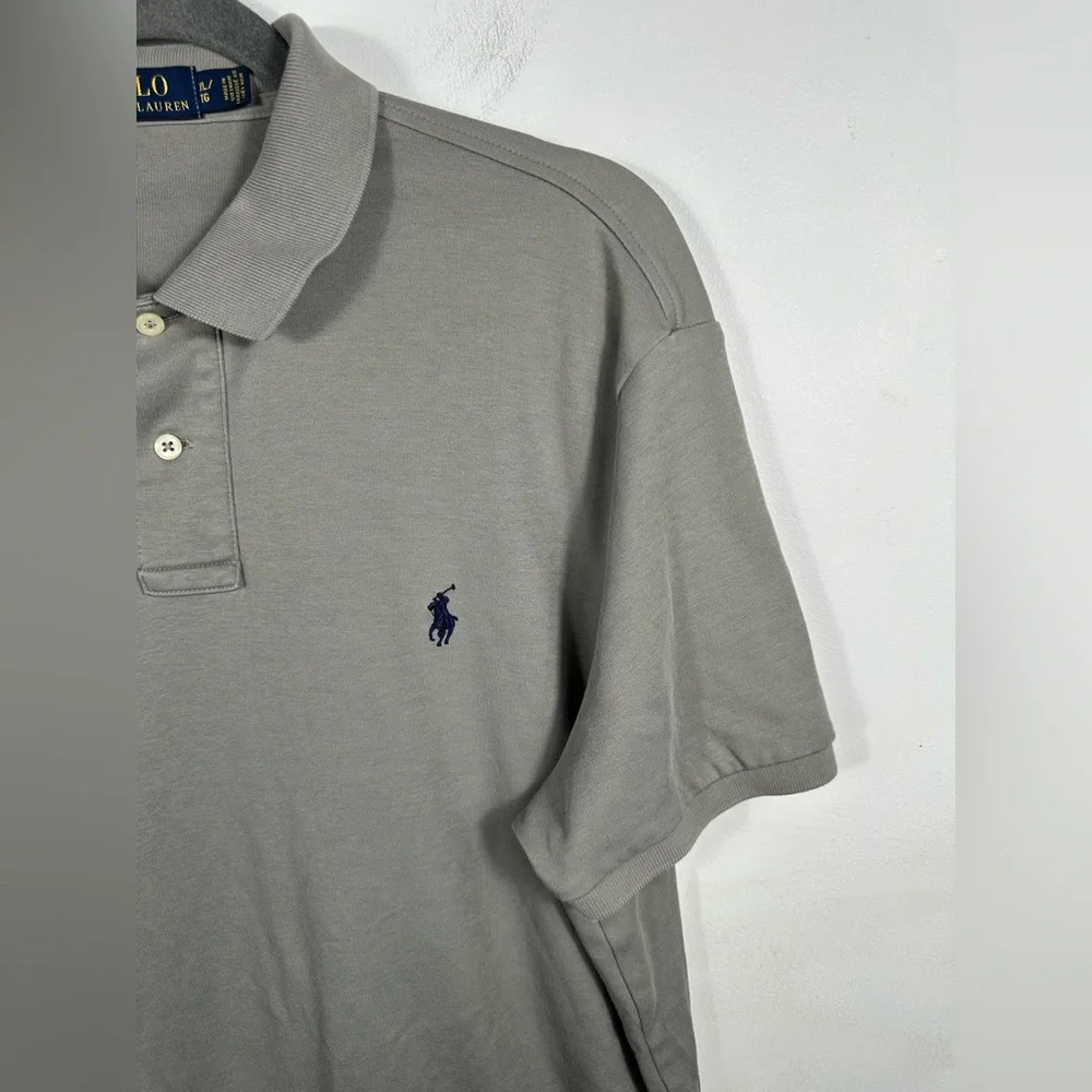 Polo Ralph Lauren Polo Shirt XL Gray Classic Logo Cotton‎ Short Sleeve
